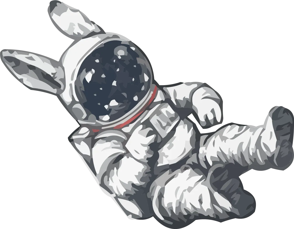 A floating astronaut in a space suit